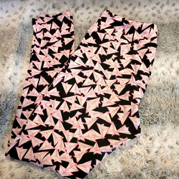 Rare Paper Airplanes LULAROE TALL & CURVY LEGGINGS • EUC - Picture 1 of 2